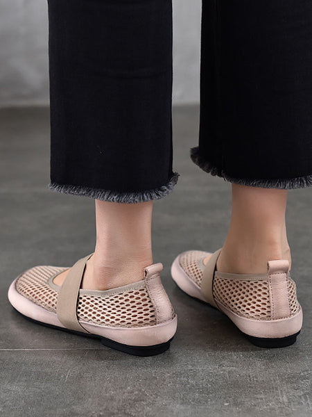 Low Heel Leather Summer Mesh Women Shoes FashionChic