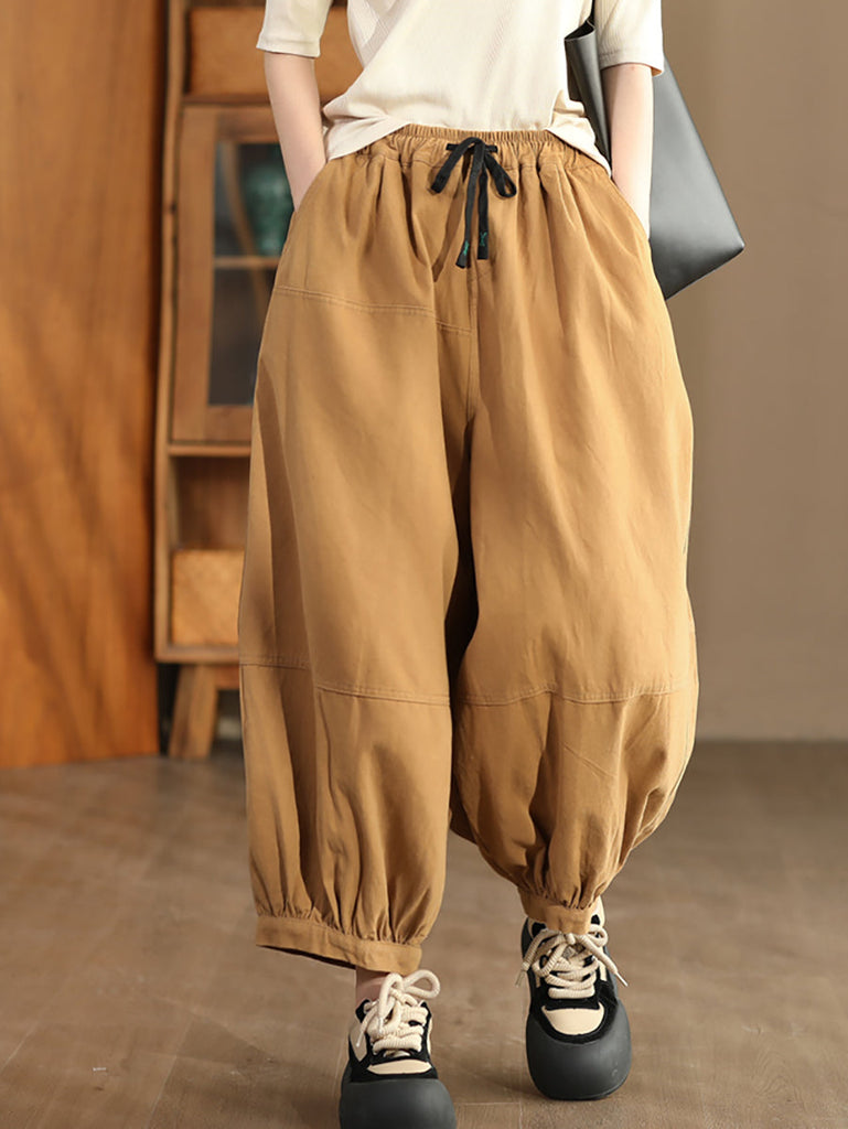 Women Autumn Casual Solid Spliced Cotton Harem Pants AS1022 ZMMM