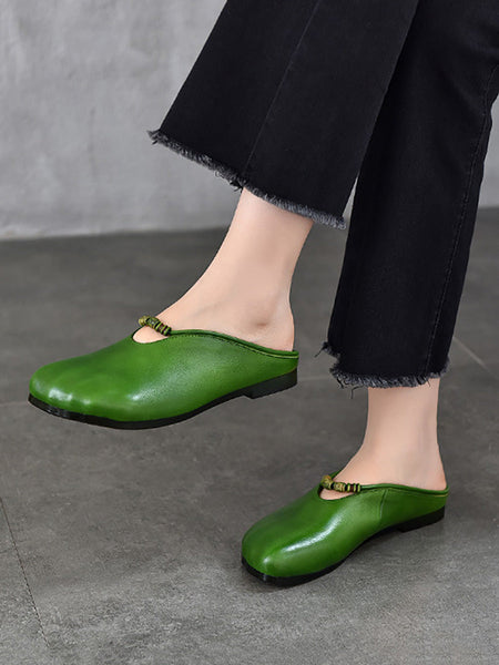 Summer Vintage Leather Soft Sandals Women FashionChic