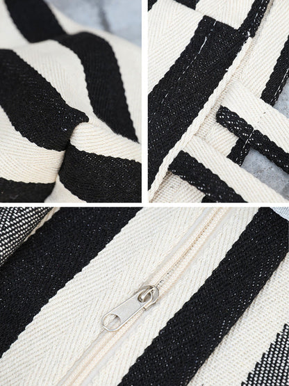 Women Casual Stripe Canvas Large Capacity Shoulder Bag CX044 LCPJ
