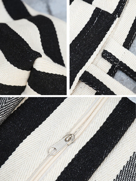 Women Casual Stripe Canvas Large Capacity Shoulder Bag CX044 LCPJ