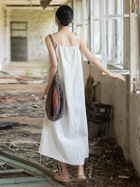 Plus Size Women Summer Vintage Solid Loose Vest Dress II1058 BXF