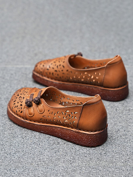 Hollow Women Out Shoes Low Heel Summer Ethnic FashionChic