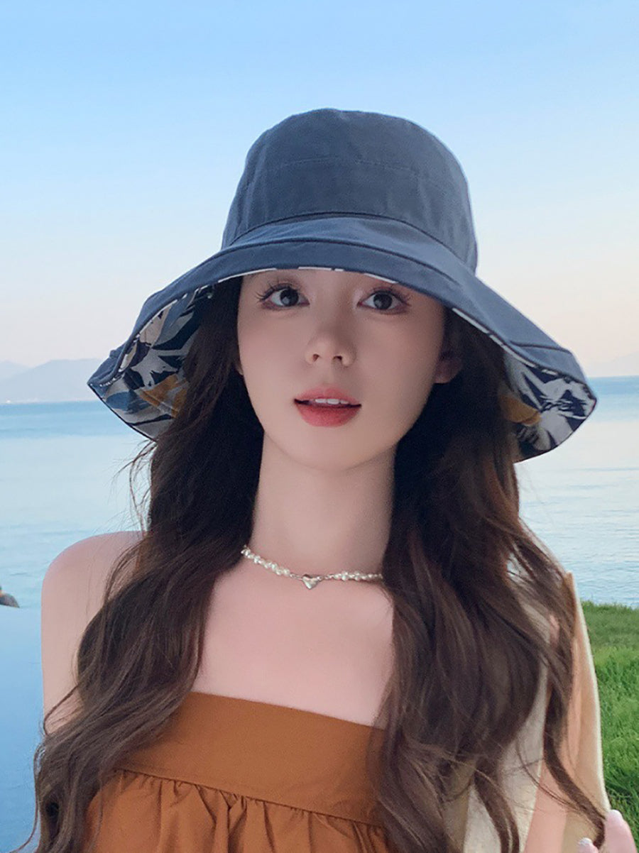 Hat Summer Sunproof Dual-side Flower Women Wearing FashionChic