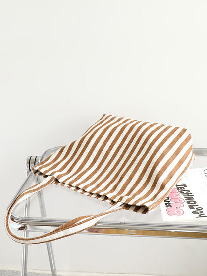 Casual Women Stripe Shoulder Canvas Bag FashionChic