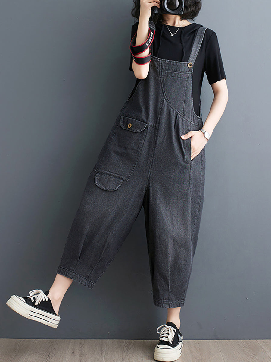 Women Summer Solid Casual Loose Denim Jumpsuits XX1050 Ada Fashion