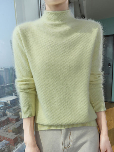 Women Autumn Half Turtleneck Wool Warm Knit Sweater AV1008 Genistyle Shop