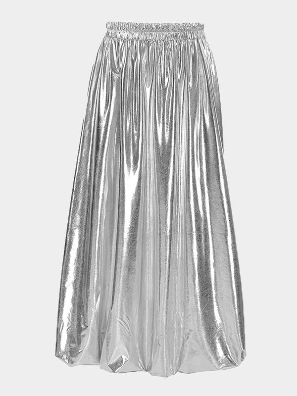 Chic Silver High Waisted Pleated A-Line Skirts WS011 shopify