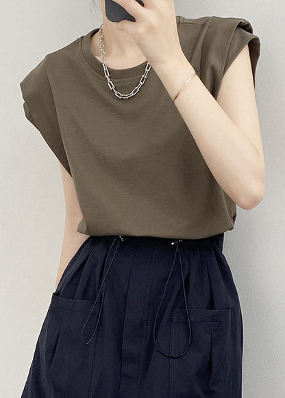 Green Neck T Army Solid O Summer Women Cotton Shirts FashionChic