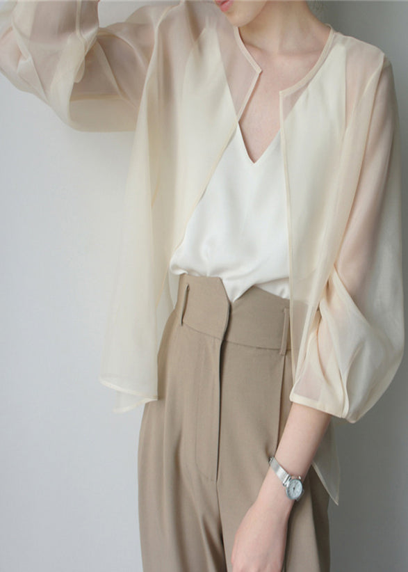 UPF 50+ Cardigans Organza Apricot Summer Beautiful FashionChic