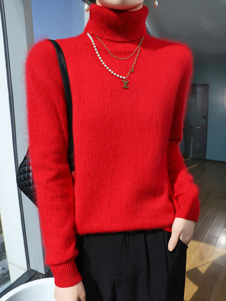 Women Autumn Casual Turtleneck 100%Wool Soft Sweater BA1060 Genistyle Shop
