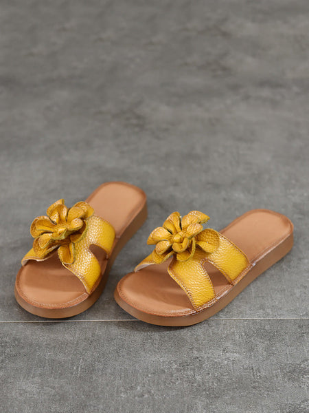 Slippers Genuine Flower Women Casual Leather FashionChic