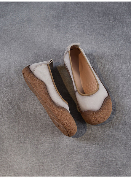 Summer Colorblock Leather Women Flat Genuine Shoes FashionChic