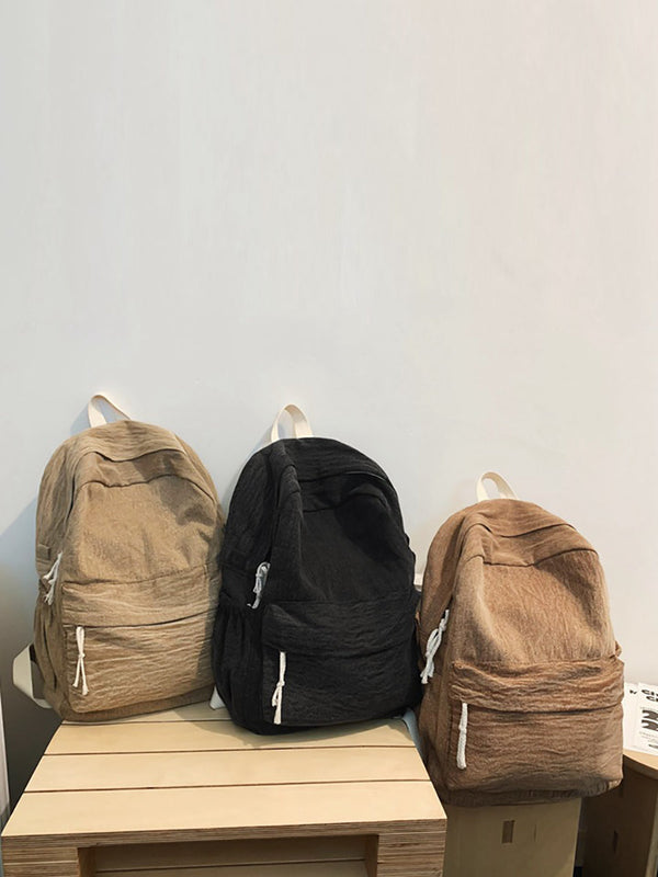 Couple Casual Solid Canvas Zipper Backpack XX1045 Ada Fashion