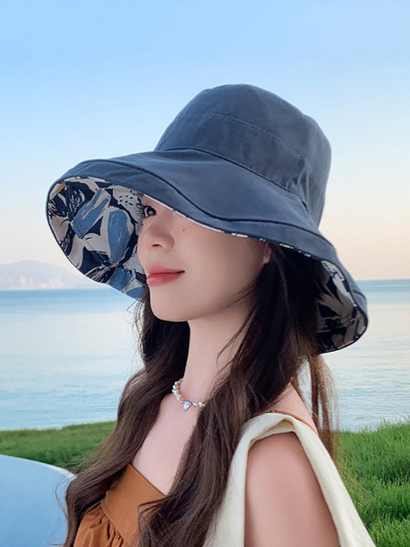 Hat Summer Sunproof Dual-side Flower Women Wearing FashionChic