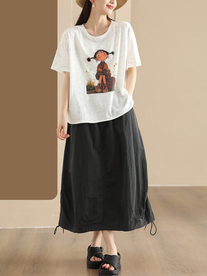 Women Summer Casual Print Retro Pullover Cotton Shirt OO1047 ZMMM