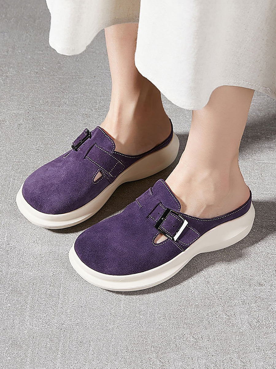 Women Summer Solid Casual Suded Leather Slippers AS1015 Ada Fashion