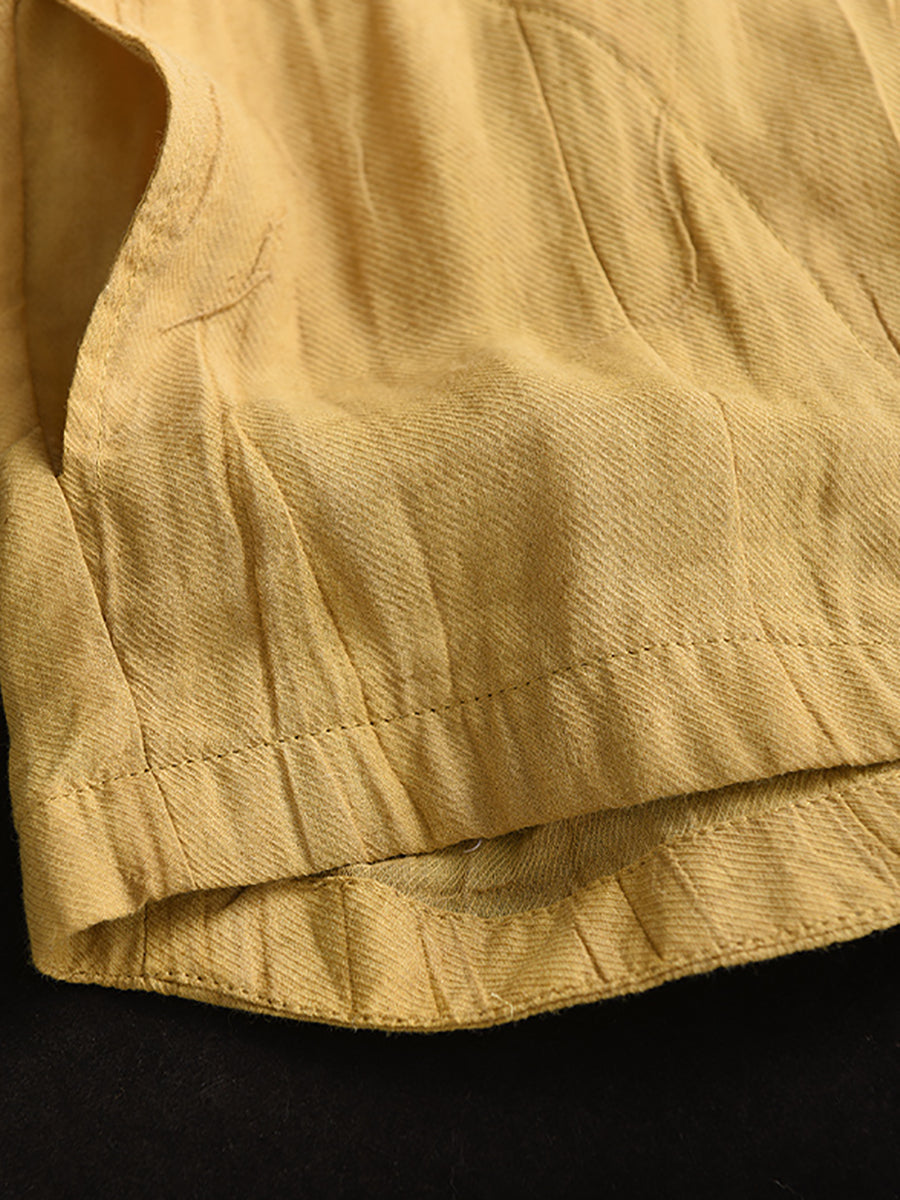 Women Summer Retro Solid Linen Button-up Shirt XX1012 Ada Fashion