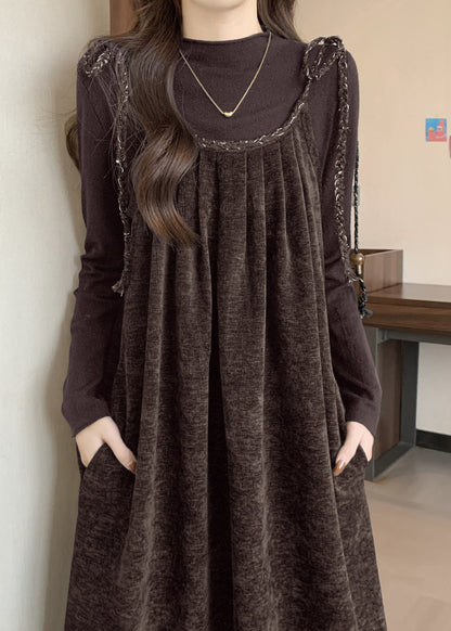 Set Silk Up Piece Velvet Outfits Coffee Lace French Spring Two FashionChic