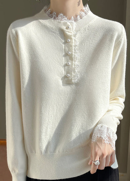 Chic Red Lace Patchwork Wool Knit Sweaters Fall QP065 OL-NTP241001