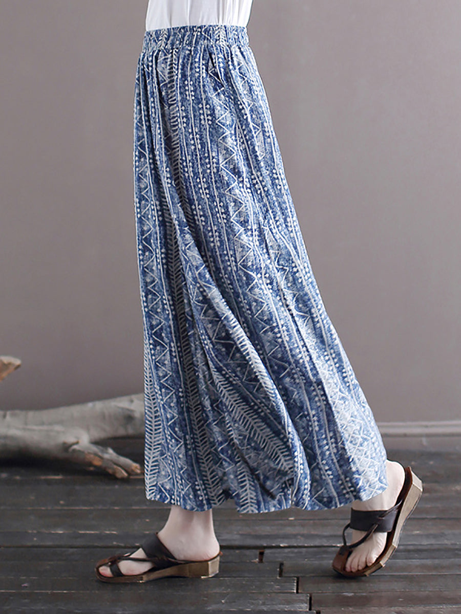 Women Summer Ethnic Batik Wide-leg Loose Pants LL001 XIM