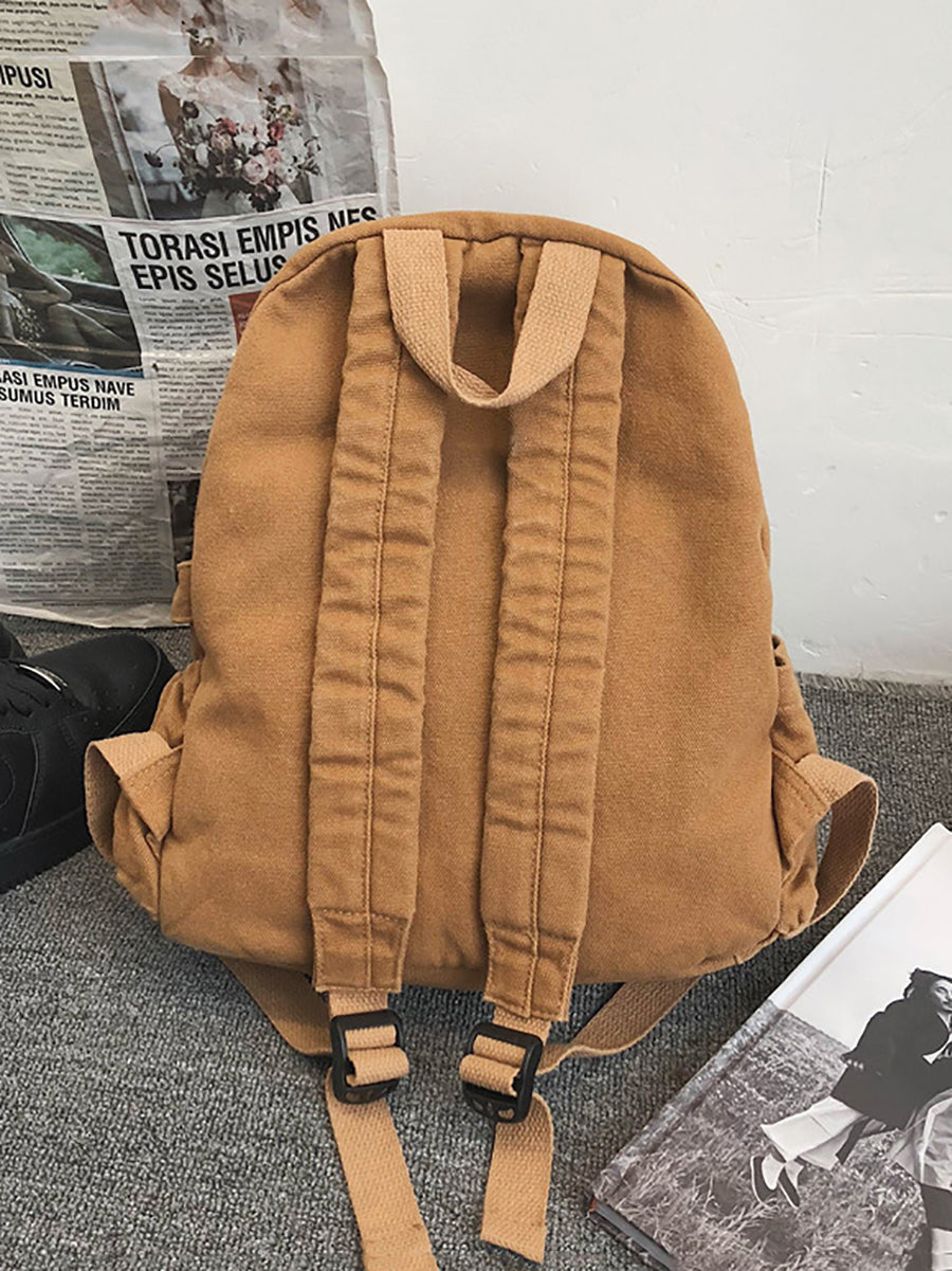 Women Casual Solid Canvas Large Capacity Backpack AT1030 BUYKUD