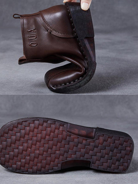 Women Autumn Genuine Leather Spliced Mid-Heel Boots AH1050 YYDS