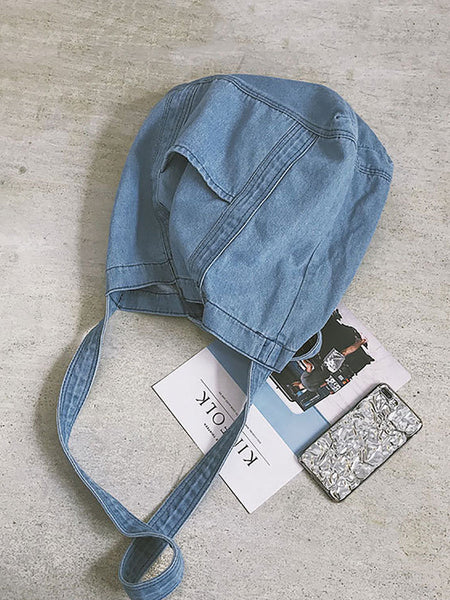 Vintage Solid Denim Spliced Shoulder Bag Handbag OP1038 BUYKUD