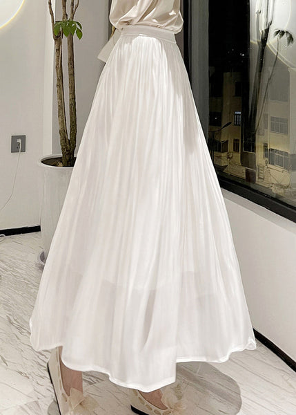 Italian Apricot High Waist Wrinkled Silk Skirts Spring TT1003 shopify