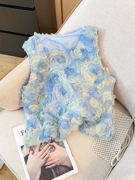 Fantasy Pink Round Neck Gradient Floral Sleeveless  AZ1008 Genistyle Shop