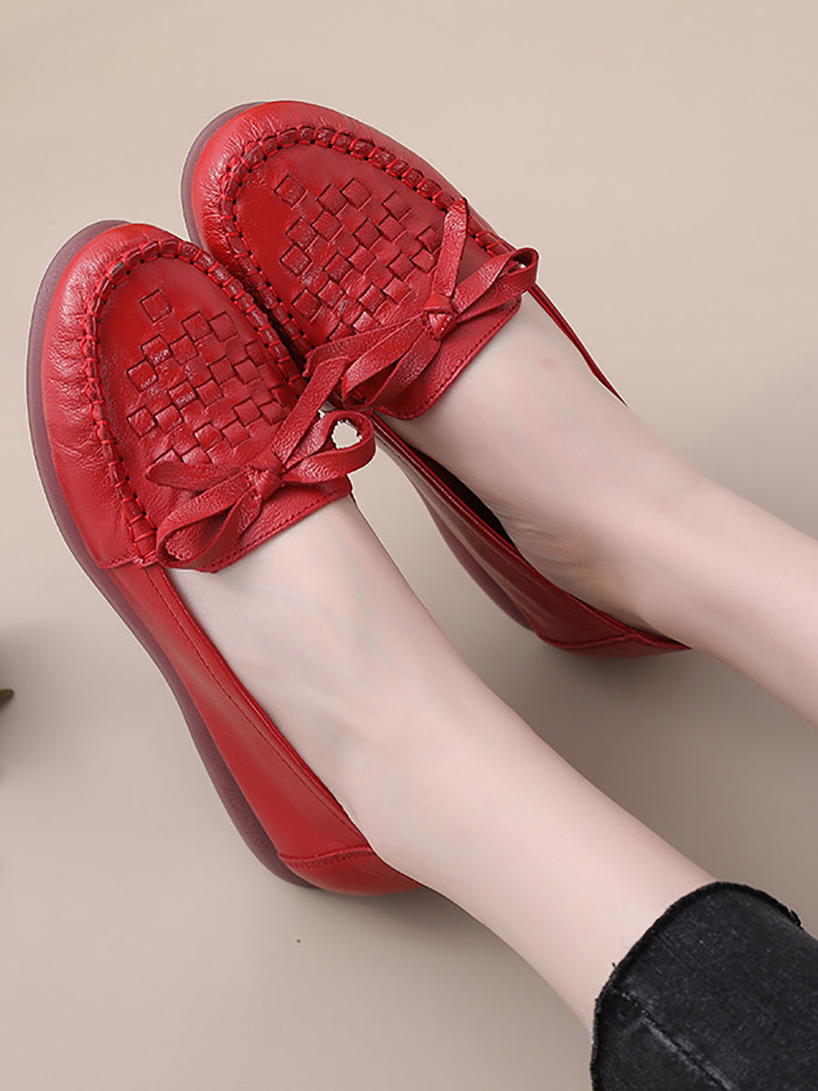 Women Summer Casual Solid Soft Leather Weave Flat Shoes FG1019 Ada Fashion