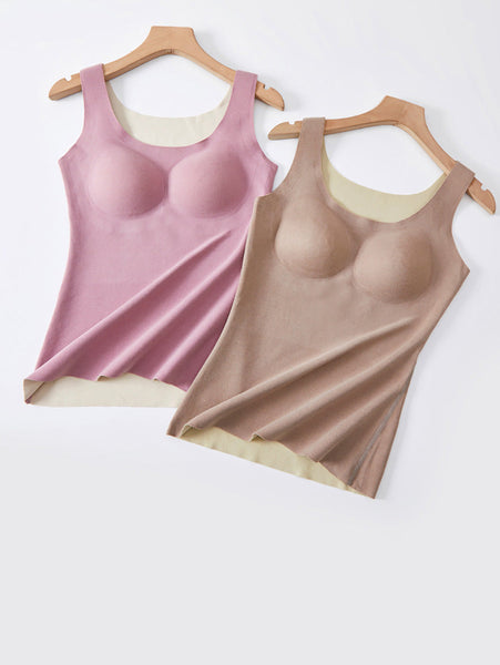 Women Seamless Warm Solid Cashmere With Breast Pads Base AK1047 Genistyle Shop