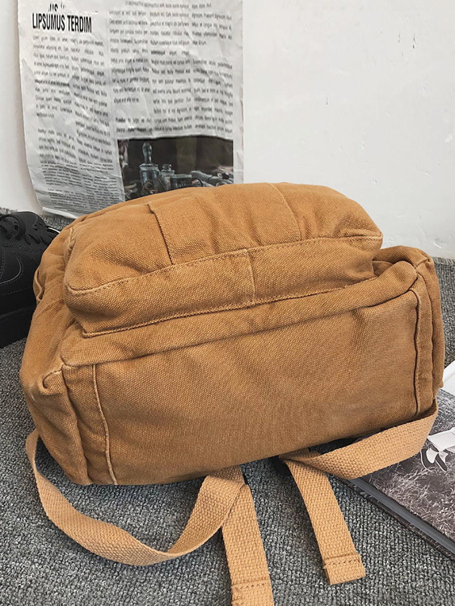 Women Casual Solid Canvas Large Capacity Backpack AT1030 BUYKUD