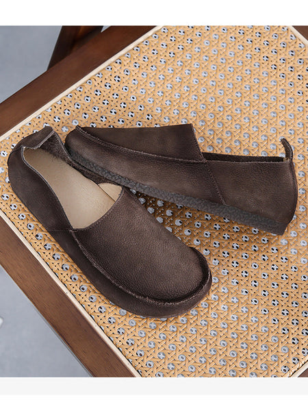 Leather Retro Solid Summer Falt Women Shoes FashionChic