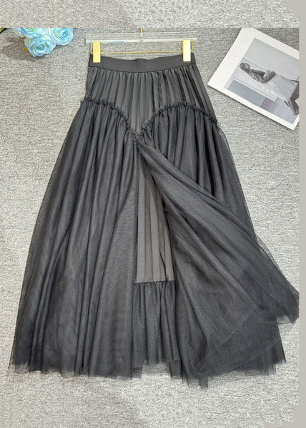 Loose Khaki Ruffled Side Open Tulle Skirt Spring RV018 ABC