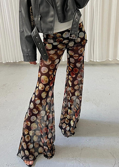 Trousers Flared Tulle High Dot Print Black Waist Chic Summer FashionChic