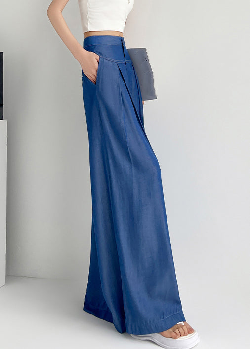 Light Blue Button Denim Wide Leg Pants High Waist NN023 shopify