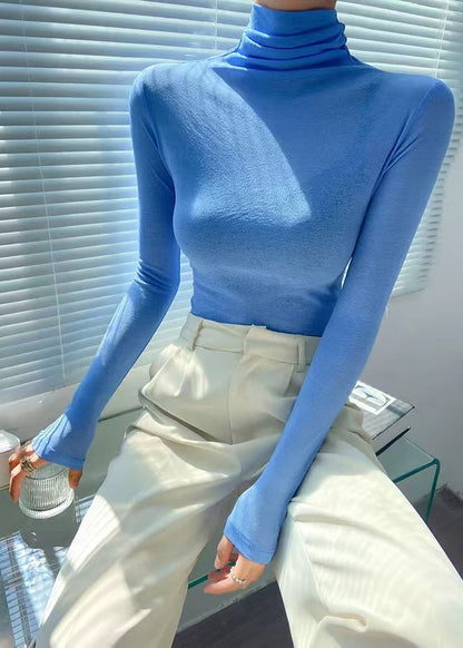 French Rose Hign Neck Slim Fit Woolen Knit Pullover Fall RV033 ABC