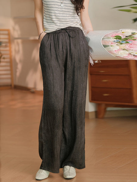 Women Summer Casual Solid Straight Linen Pants OP1055 ZMMM