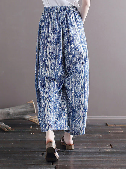 Women Summer Ethnic Batik Wide-leg Loose Pants LL001 XIM