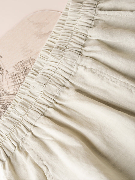 Women Summer Casual Solid Thin Ramie Harem Pants CX051 BUYKUD