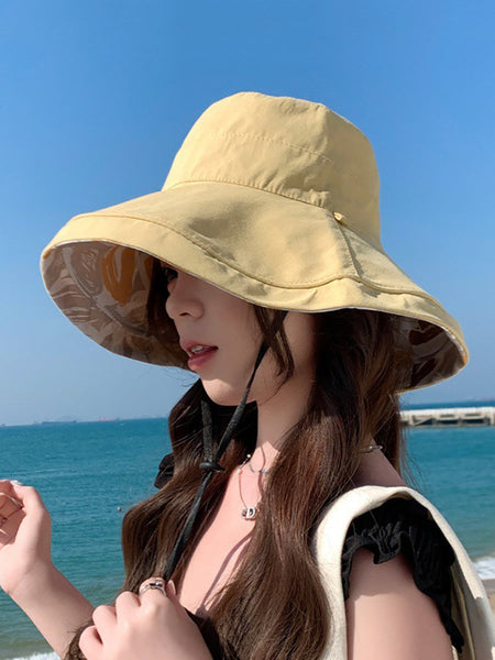 Hat Summer Sunproof Dual-side Flower Women Wearing FashionChic