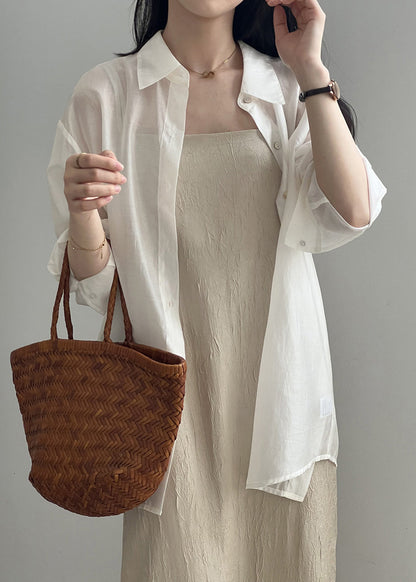 Shirts Peter Pan Silk New Button White Spring Collar FashionChic