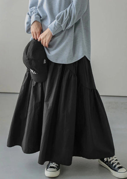 Army Elastic Green Skirt Spring Waist Cotton Loose Wrinkled FashionChic