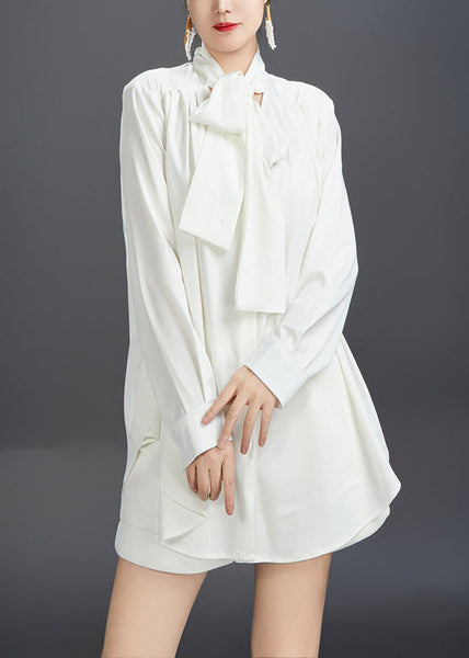 Stylish Black Bow Solid Cotton Fall Blouses AJ1014 JDML-240909