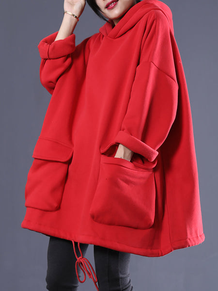 Plus Size Spring Casual Solid Color Flocking Sweatshirt Hoodie AV1001 Genistyle Shop