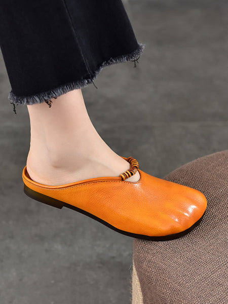 Summer Vintage Leather Soft Sandals Women FashionChic