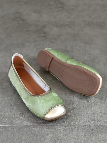 Women Elegant Summer Colorblock Cowhide Flat Shoes  KL1022 Ada Fashion