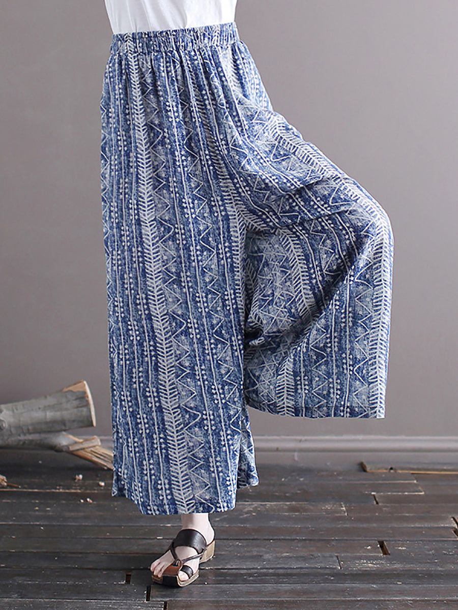 Women Summer Ethnic Batik Wide-leg Loose Pants LL001 XIM