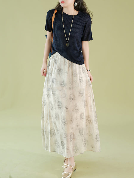 Women Summer Casual Knitted O-Neck Shirt CX035 ZMMM